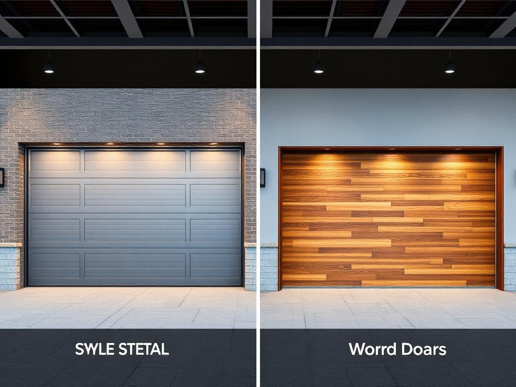 Comparison of steel and wood garage door styles